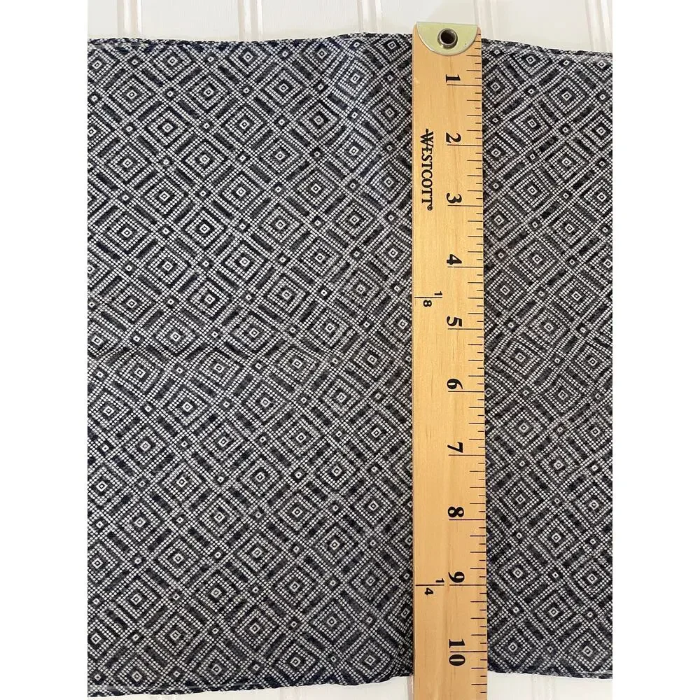 Vintage Talbots Navy Blue Geometric Squares 100% Silk Oblong‎ Scarf